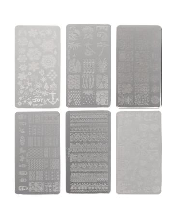 Minkissy 6Pcs Christmas Nail Art Stamper Metal Snowflake Nail Stamp Plate Christmas Nail Art Sticklone DIY Vacation Winter Manicure delivers for home nail studio Different colors2