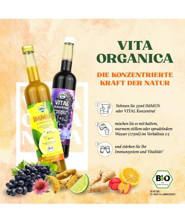  VITA ORGANICA Vita Organica Vital Concentrate 500 ml - Organic Wellness Drink with Cold Pressed Super Fruits - Grapes Blackcurrant Chokeberry Beetroot and Turmeric - Vegan Gluten Free No Added Sugar - Buy Online on GoSupps.com