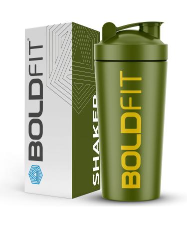 Boldfit Bold Gym Shaker Bottle 700ml Shaker Bottles For Protein Shake 100% Leakproof Guarantee Protein Shaker/Sipper Bottle Ideal For Protein Pre Workout And BCAAs & Water BPA Free Material Armygreen Steel Shaker 700ml