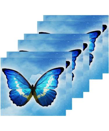 SUABO Cotton Bath Washcloths Set - Butterfly Blue Sky Design | Absorbent & Quick Drying Face Cloths for Bathroom, Spa, Gym, Kitchen - Pack of 2 - Buy Online on GoSupps.com