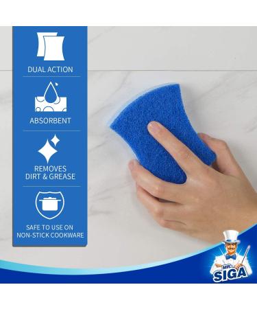 MR.SIGA Non-Scratch Cellulose Scrub Sponge - 12 Pack Dual-Sided Dishwashing Sponge for Kitchen (Royal Blue/Light Blue) - Buy Online on GoSupps.com