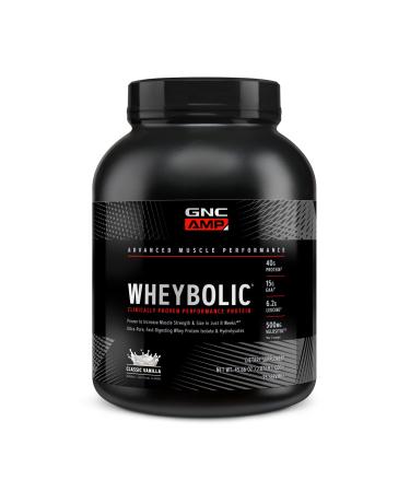 GNC AMP Wheybolic Clinically Proven Protein Powder 40g Whey Protein BCAA Leucine Increases Muscle Strength Muscle Building 3rd Party Tested Gluten Free Classic Vanilla 25 Servings