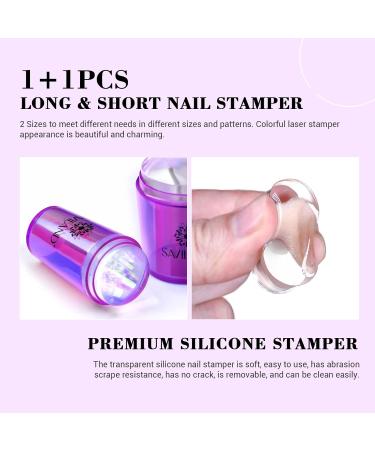 Saviland French Nail Stamper - 14PCS Silicone French Tip Stamp Kit - Purple Nail Stamper Set for French Manicure - Nail Tech Supplies Gift for Women - Buy Online on GoSupps.com