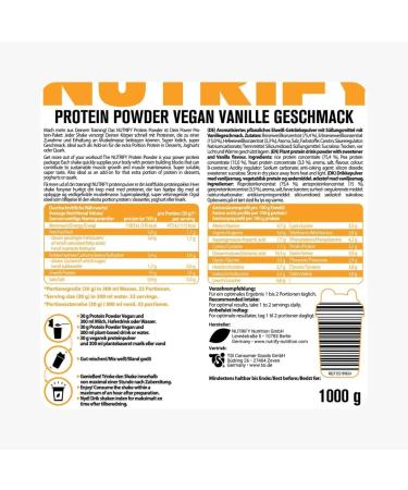  Nutrify NUTRIFY Vanilla Vegan Protein Powder 23g of protein 10 x 1kg vegan protein powder made from rice peas and yeast for muscle development and dieting creamy - Buy Online on GoSupps.com