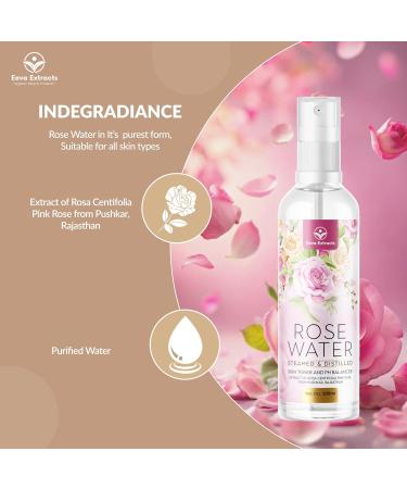 Eeva Extracts - Organic Rose Water I Natural Hydrates Cleanses & Moisturises for Skin & Face I No Sulphate Alcohol &Parabens I pH Balancer I Facial Toner Spray I for Women & Men 100Ml - Buy Online on GoSupps.com
