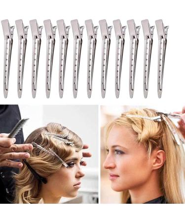 12 Professional Silver Hair Clips for Women - Durable Compartment Clamps & Hairpins for Hairdressers | 9cm Combi-Clip Jewelry - Buy Online on GoSupps.com