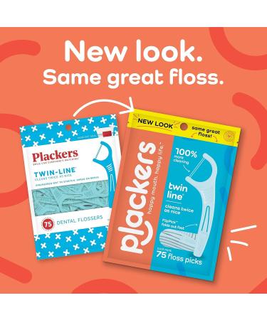 Plackers Twin-Line Dental Flossers 75 Count - Cool Mint Flavor, Dual Action Flossing System with Super Tuffloss for Easy Storage - 2X The Clean - Buy Online on GoSupps.com
