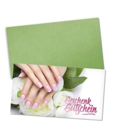 10 high -quality voucher cards + 10 Kuverts.Vouchers for nail studio NAILDESIGN NAILS Manicure fingernails.Highly glossy.KS1275