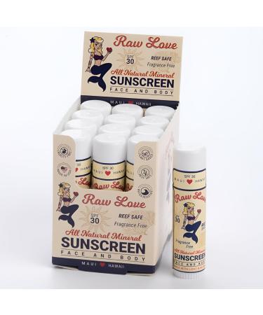 Raw Love Face Sunscreen Stick SPF 30 | Mineral Zinc Oxide Organic Ingredients | Reef Safe Fragrance-Free Water Resistant | Safe for Kids & Babies | 0.6 Oz - International Shipping Available - Buy Online on GoSupps.com