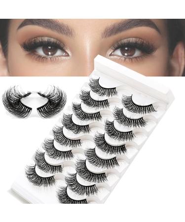 Naturally Thick Eyelashes(8 Pairs) D Curl False Eyelashes 3D Effect + Enlarge The Eyes Soft Curl Reusable Non-irritating for Parties D