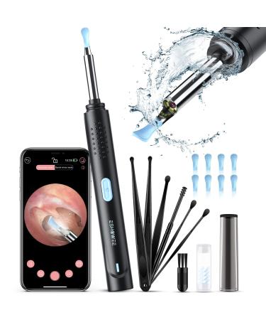 Ear Wax Removal Ear Cleaner Kit with 1080P Ear Wax Removal Tool with Camera Otoscope with Light Ear Cleaning Tool for iPhone  iPad  Android Phones(Black)