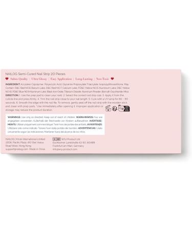 NAILOG Semi Cured Gel Nail Strips Glossy & Long Lasting Soft Gel Finish (20 Extra Long Nail Stickers) | Nail Wraps Magen - Buy Online on GoSupps.com
