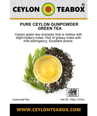Ceylon Teabox Green Tea Gunpowder Loose Leaf - 100g Resealable Pouch - Buy Online on GoSupps.com