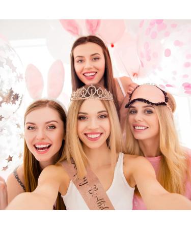 Personalized Birthday Sash & Crown Set for Women - Birthday Cake Toppers & Gift Kit - Rhinestone Hair Accessories - Rose Gold - Buy Online on GoSupps.com