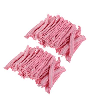 ARTIBETTER Ladies Hats 100Pcs Disposable Head Cover Unisex Hair Net Caps Disposable Bouffant Caps Elastic Cap Hair Cover for Food Service Womens Hats Pink