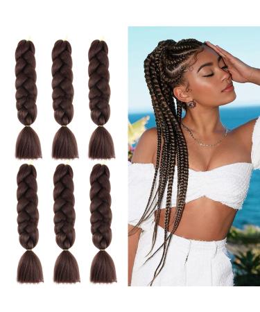 24-Inch Jumbo Braids - 6 Pack Synthetic Crochet Hair Extensions for Box Braids | Afro & Medium Brown Color - Buy Online on GoSupps.com