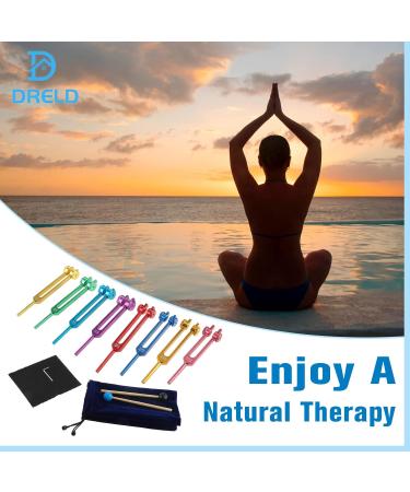 Dreld 8 PCs Chakra Tuning Fork Set - Solfeggio Healing Sound Therapy with Silicone Hammers & Accessories - Buy Online on GoSupps.com