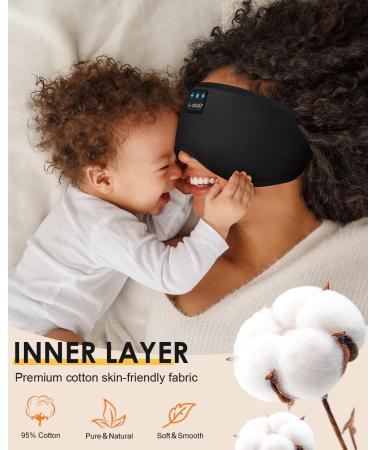 LC-dolida Bluetooth Sleeping Mask with Adjustable Sleep Headphones - Zero Eye Pressure, 10-14 Hours Playtime - Includes 2 Soft Foam Earplugs - Ideal for Travel, Sleep, and Nap - Ink-black - Buy Online on GoSupps.com