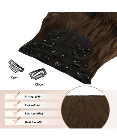 Feshfen Clip-In Hair Extensions - 4PCs 50cm Chestnut Brown Wavy Synthetic Hair - 180g Full Volume for Women - Buy Online on GoSupps.com