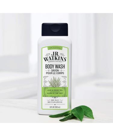 JR Watkins Natural Aloe & Green Tea Body Wash 6 Pack - Hydrating Shower Gel | SLS-Free, USA Made, 18 fl oz (Pack of 6) - Buy Online on GoSupps.com