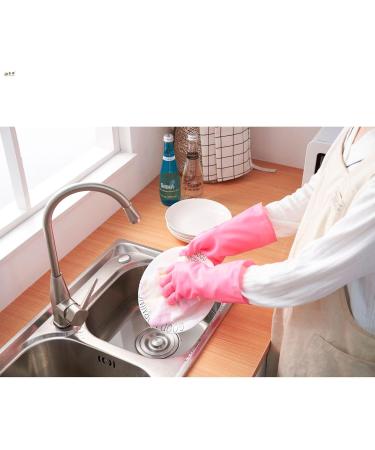 Fleece short cleaning housework gloves Dishwashing with fleece plastic gloves pink - Buy Online on GoSupps.com