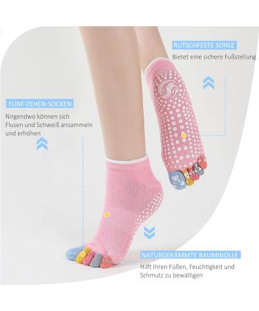 Putuo Women's Anti-Slip Yoga Socks - Slipproof Toe Socks for Pilates Barre and Dance | Multi-Color EU 36-43 - Buy Online on GoSupps.com