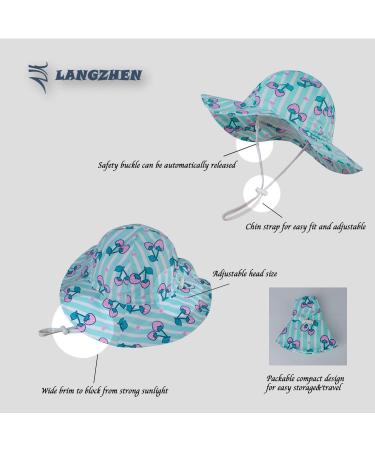 LANGZHEN Beach Sun Protection Hat for Baby Girls | Adjustable Wide Brim Toddler Kids Play Hat | Cherries Design | 1-2 Years - Buy Online on GoSupps.com