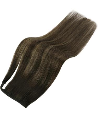 Fshine Balayage Brown Ponytail Extension Real Hair Straight Soft Remy Ponytail Extensions Human Hair Balayage Dark Brown Faded to Maroon Highlight with Dark Brown Extensions 45cm 80g #2/8/2 4.pony#2/8/2 18 inch - Buy Online on GoSupps.com