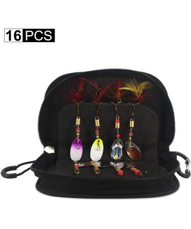 16PCS Spinner Baits Fishing Lures Gift Set for Men | Bass Baits for Freshwater & Saltwater | Includes Portable Tackle Bag - Buy Online on GoSupps.com