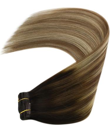 YoungSee Balayage Clip in Hair Extensions 14 Inch Hair Extensions Clip in Double Weft Dark Brown to Medium Brown with Blonde Clip in Human Hair Extensions Ombre 7 Pieces 120 Grams - Buy Online on GoSupps.com
