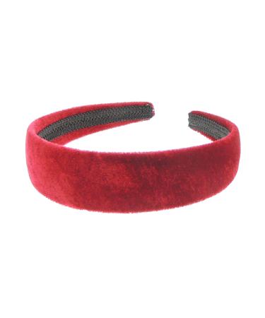 Ladies Wide Soft Velvet Evening Winter Headband Block Colour Alice Band (Burgundy)