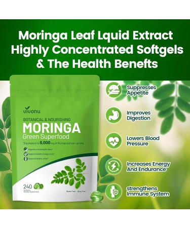 Pure Moringa Softgel, Moringa Leaf Extracts, 120 Day Supply, 30:1 Ultra-Concentrated Liposomal Tech 98% Absorption, Complete Green Superfood, for Energy, Skin, Immune & Gut Health 1 Bag | 240 Softgel - Buy Online on GoSupps.com