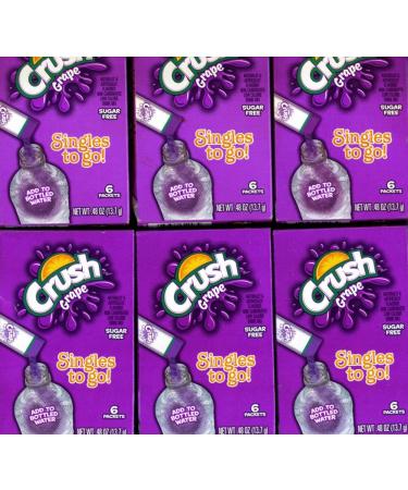 Grape Crush Sugar Free Singles to Go ! Box of 6 Packets (6-Pack)