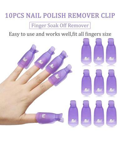 Hanyousheng 10 PCS Acrylic Nail Art Soak Off Clip Cap - Purple Gel Polish Remover Wrap Tool - Buy Online on GoSupps.com