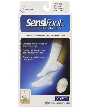 JOBST SensiFoot Diabetic Compression Socks 8-15 mmHg Crew Closed Toe White Small