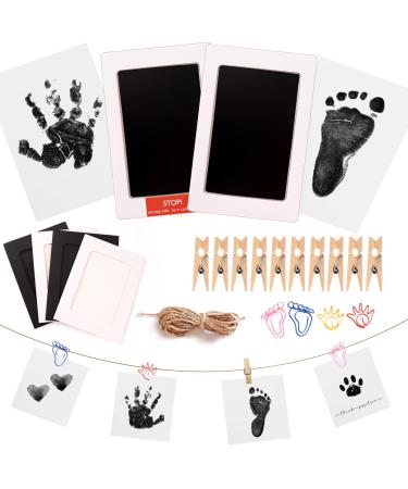 ENNIYU Baby Handprint and Footprint Kit 2 Baby Handprint Ink Pads with 4 Imprint Cards Pet Paw Print Kit Safe Clean-Touch Ink Pad for Baby Feet and Hands
