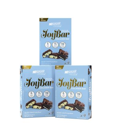 No Sugar Joybar Collagen Bar - Cookies and Cream - 0g Sugar 14g Protein - Nourish Inside & Out - Low Calorie High Protein Snack - Supports Skin Hair Nails & Joint Health - 12 Pack