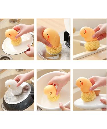 Scrub Brush for Dishes | Duck Shape Cleaning Ball - Pot Scrubber for Cleaning Dishes Pots and Pans Kitchen Sink Cleaning Scrubber for Kitchen Household Yellow - Buy Online on GoSupps.com