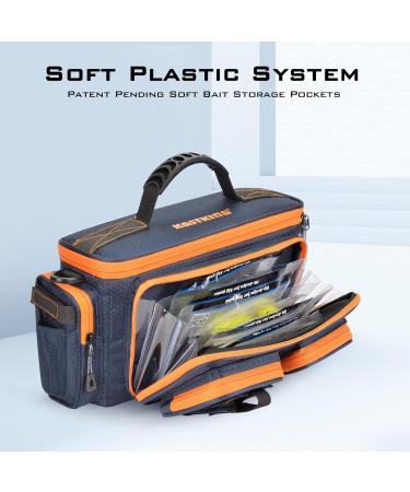 KastKing Bait Boss Fishing Tackle Bag - Water-Resistant Accordion Style Soft Plastic Storage - 420D Nylon - Orange - Buy Online on GoSupps.com