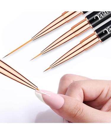 Yasterd Nail Art Brush Set - 5pcs Professional Double-Ended Brushes for Nail Design, Long Lines, Ombre, and 3D Effects - Ideal for Gel Polish and Acrylic - Black - Buy Online on GoSupps.com