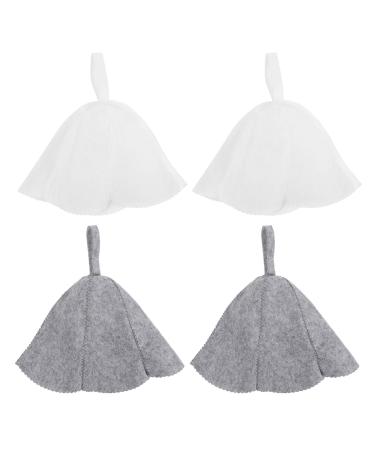 Heallily 4 Pieces Sauna Hut Hat Men Women Sauna Hut Filz Sauna Cap Filz cap Sauna cap shower cap bath cap shower cap for women and men bath shower headgear
