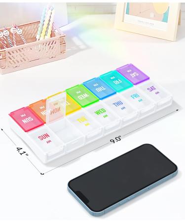 ZIKEE Rainbow Weekly Pill Organizer - 7 Day AM PM Case BPA-Free Medication Organizer for Pills Vitamins & Supplements - Easy Tracking Twice a Day Storage - Buy Online on GoSupps.com