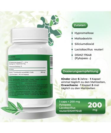 Helinorm Metabiotics with Pylopass | Vegan Supplements for Helicobacter Pylori & Gastritis Relief | 30 Capsules Made in Germany - Buy Online on GoSupps.com