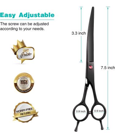 Intini 7.5 Curved Dog Grooming Scissors | Professional Pet Grooming Shears with Safe Round Tips | Dematting Tool for Thick-Haired Dogs | Light Weight Shears for Right and Left Hands - Buy Online on GoSupps.com