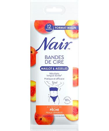 NAIR - Cold Wax Strips Jersey & Armpits Sensitive Skin Peach Extract 97% Natural Origin Smart Size 12 Strips - Buy Online on GoSupps.com