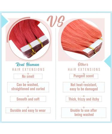 RUNATURE 16 Inch Red Tape in Human Hair Extensions - 25 Gram #Red - Buy Online on GoSupps.com
