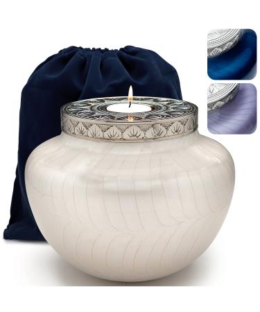 FOVERE  Decorative Urns for Ashes Adult Male and Female  Large White Candle Urn to Display at Home  100% Handcrafted Cremation Urn for Human Ashes