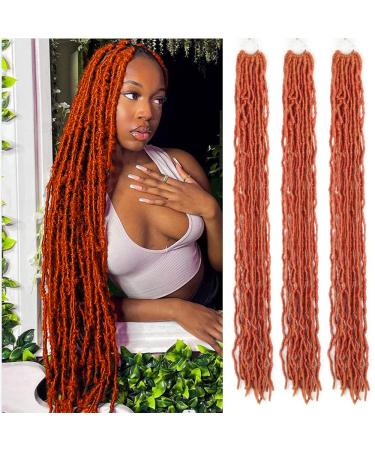 Faux Locs Crochet Hair Copper Red Soft Locs 36 Inch Ginger Long Crochet Locs Goddess Locs Natural Synthetic Pre looped Crochet Braids For Butterfly Locs(36inch(pack of 3) M) 36inch(pack of 3) M