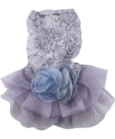 Elegant Gray Sequin Dog Dress - Small Pet Tutu Costume for Weddings & Special Occasions - Buy Online on GoSupps.com