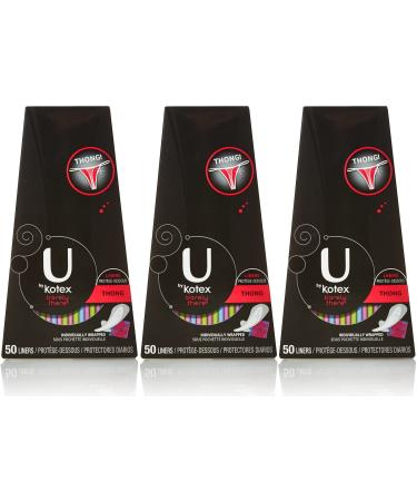 U by Kotex Barely There Thong Pantiliners 50 ea (Pack of 3) 50 Count (Pack of 3)